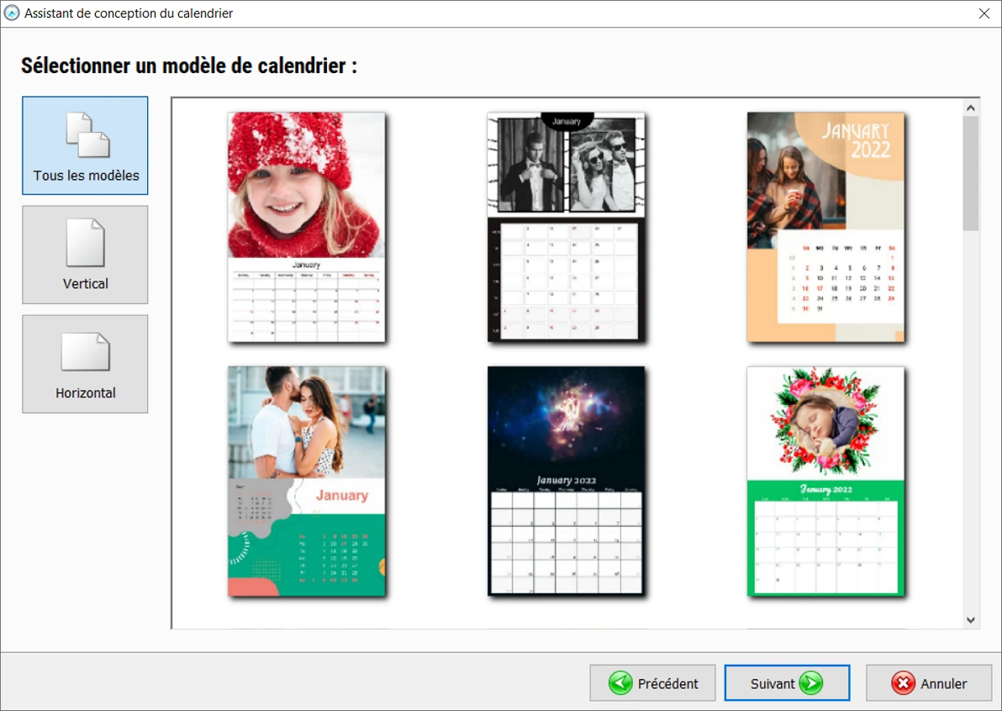 Photo Calendar Creator - logiciel convivial avec +250 modèles
